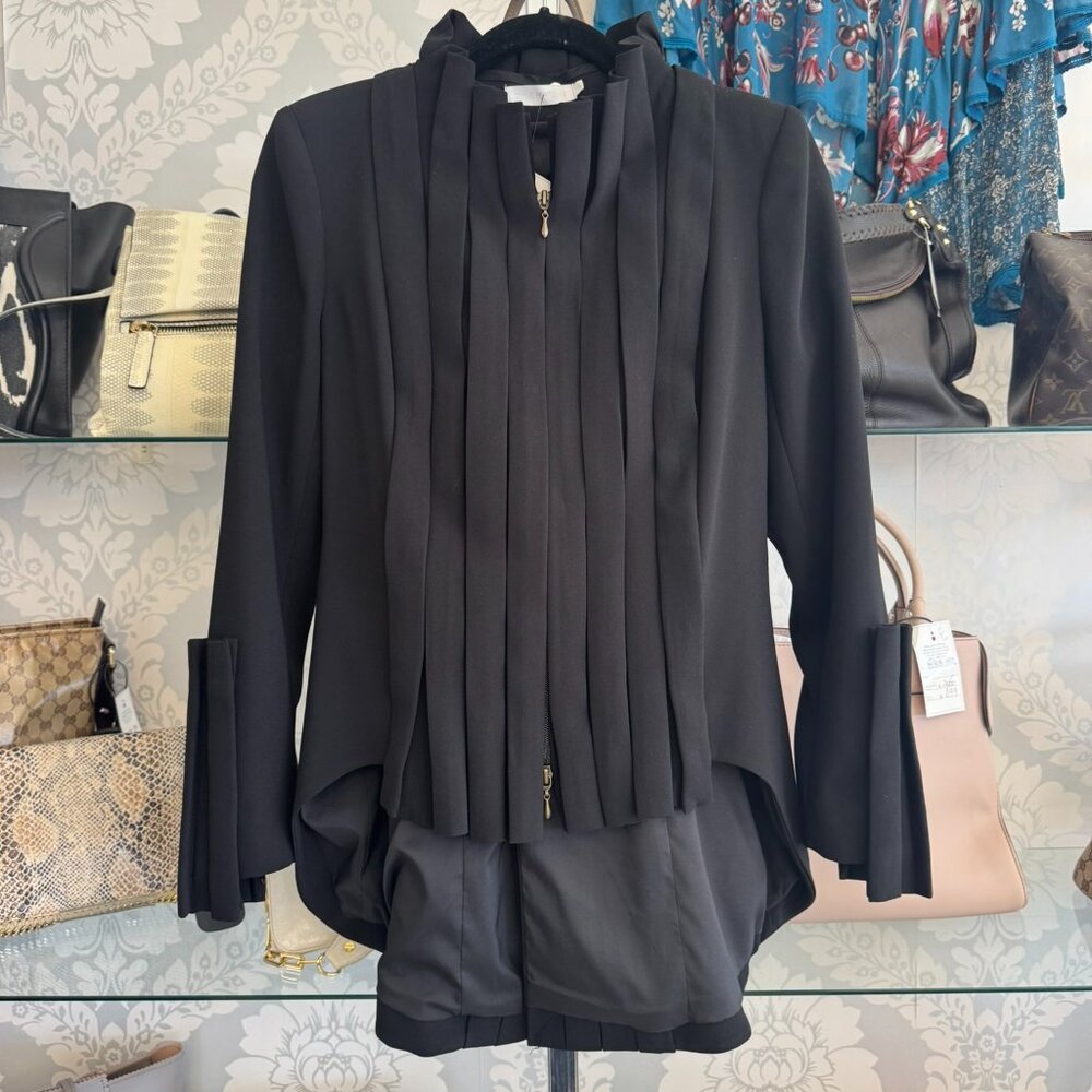 Anne Fontaine Black High-Neck Double Zip Jacket - Size 40